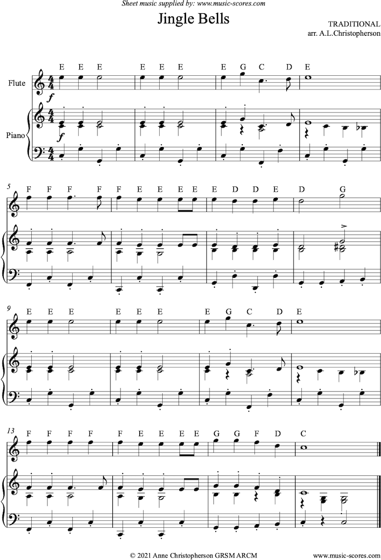 Front page of Jingle Bells: Easy Flute sheet music