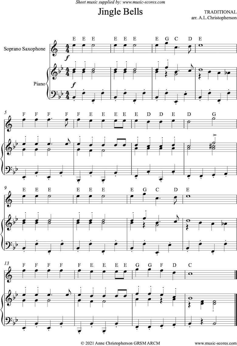 Front page of Jingle Bells: Easy Soprano Sax sheet music