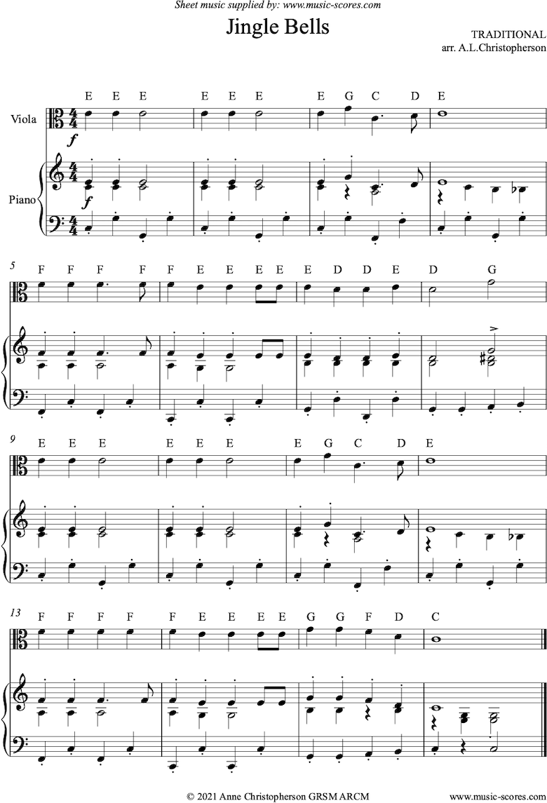 Front page of Jingle Bells: Easy Viola sheet music