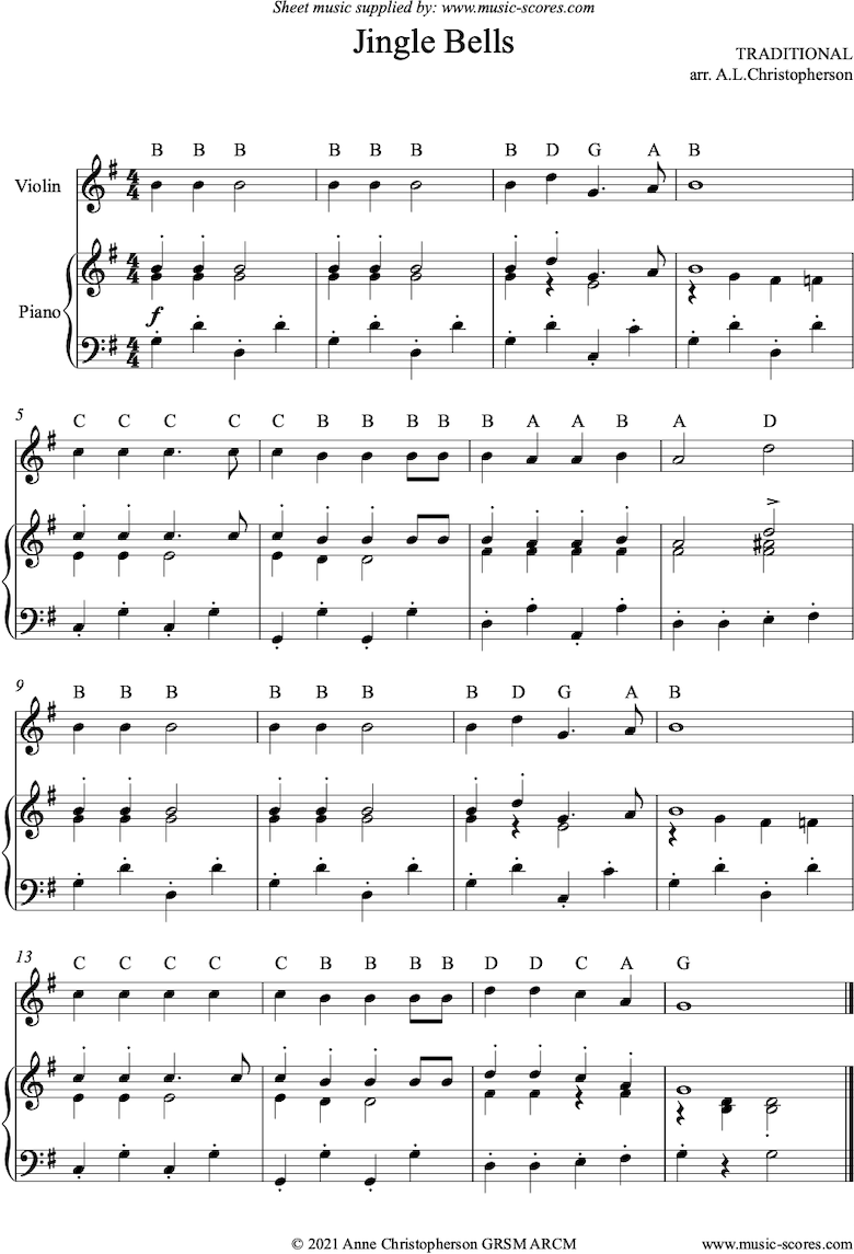 Front page of Jingle Bells: Easy Violin sheet music