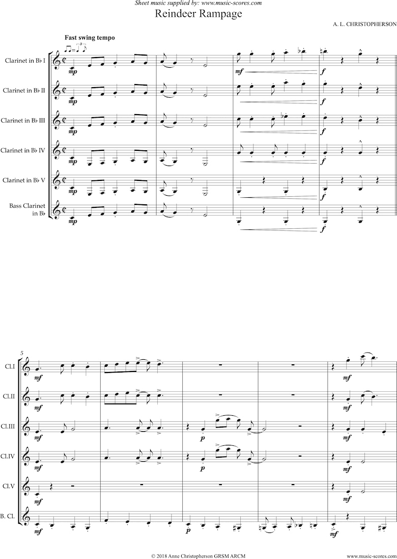 Front page of Reindeer Rampage: 6 Clarinets sheet music