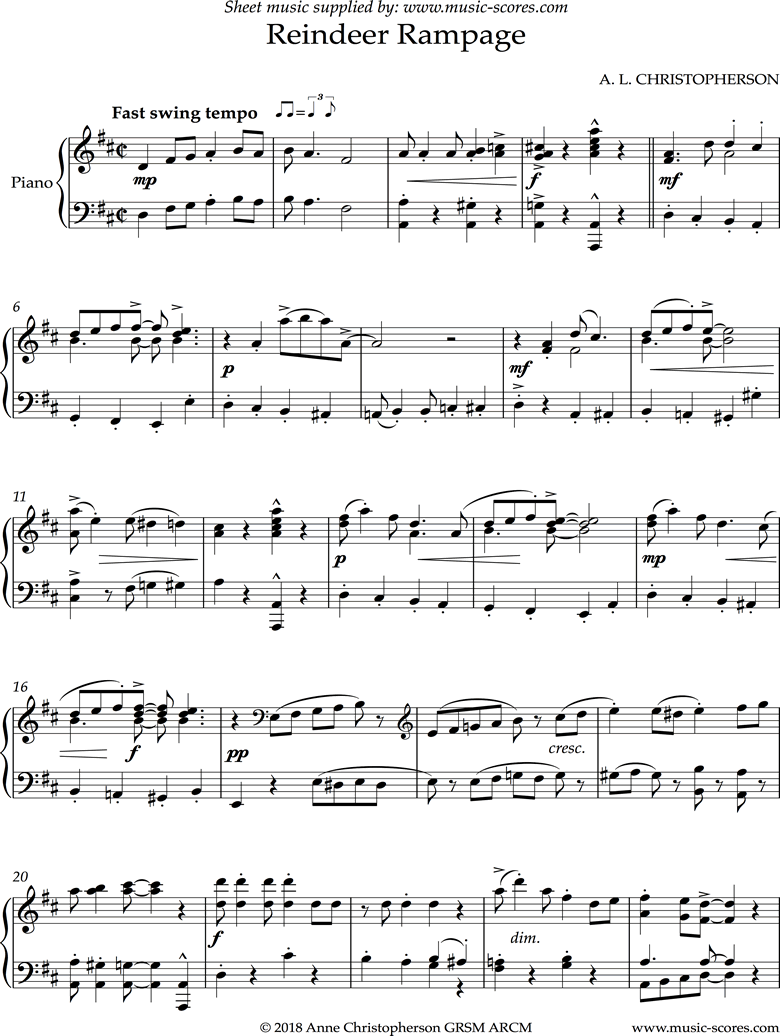 Front page of Reindeer Rampage: Piano sheet music