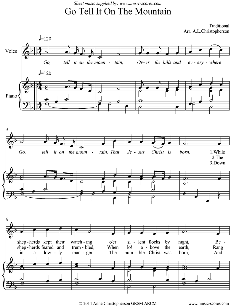 Front page of Go Tell it on the Mountain: Voice, Piano sheet music