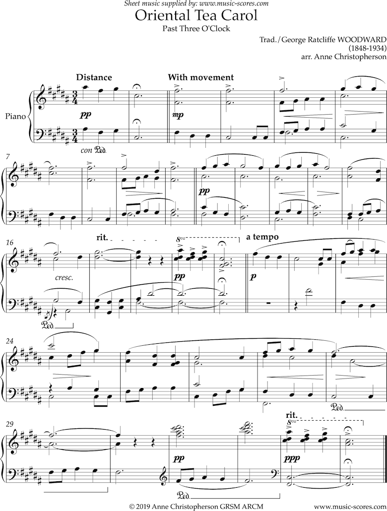 Front page of Past 3 oclock: Solo Piano sheet music