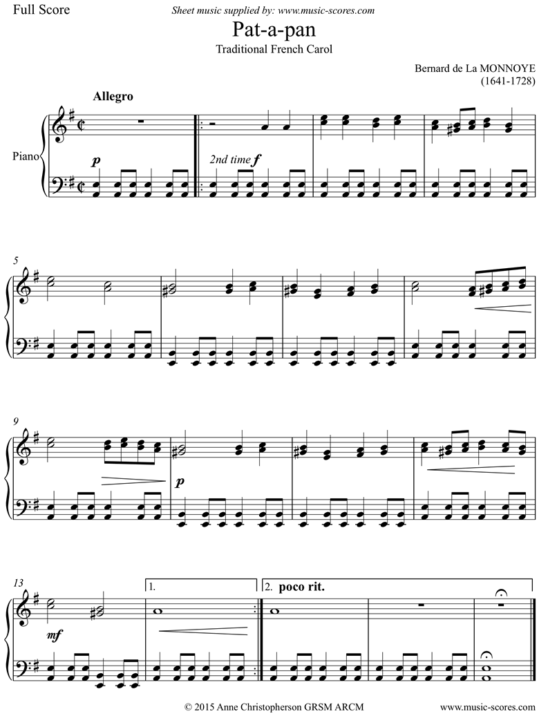 Front page of Patapan: Piano sheet music